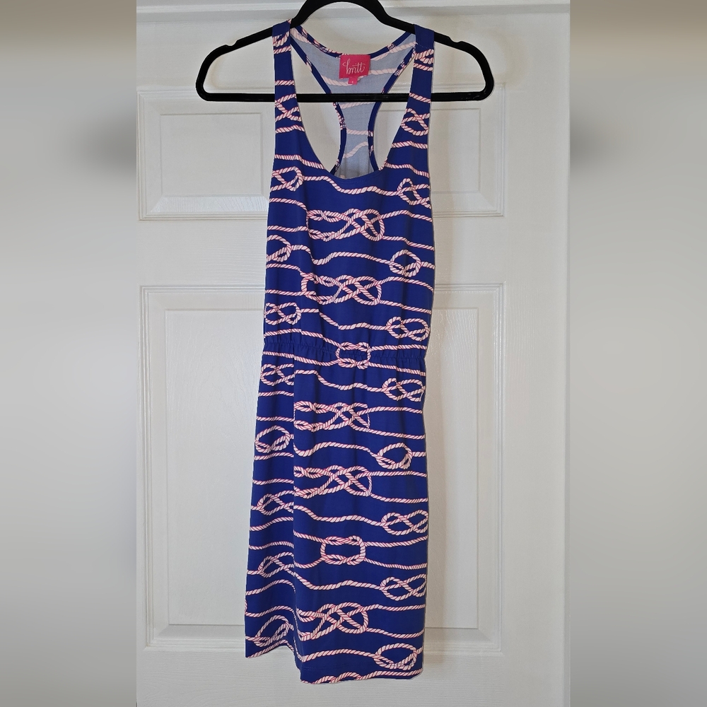 Britt Navy and Coral Nautical Rope Dress